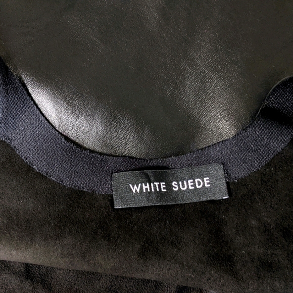 White Suede - Genuine Black Leather Top - Picture 7 of 9